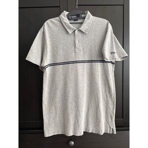 Polo by Ralph Lauren Men's Gray Polo Shirt Medium Striped Short Sleeve‎ Casual